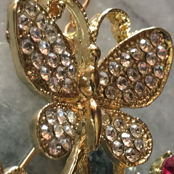 Rhinestone Butterfly Pearl Necklace/Brooch - Picture 16 of 16